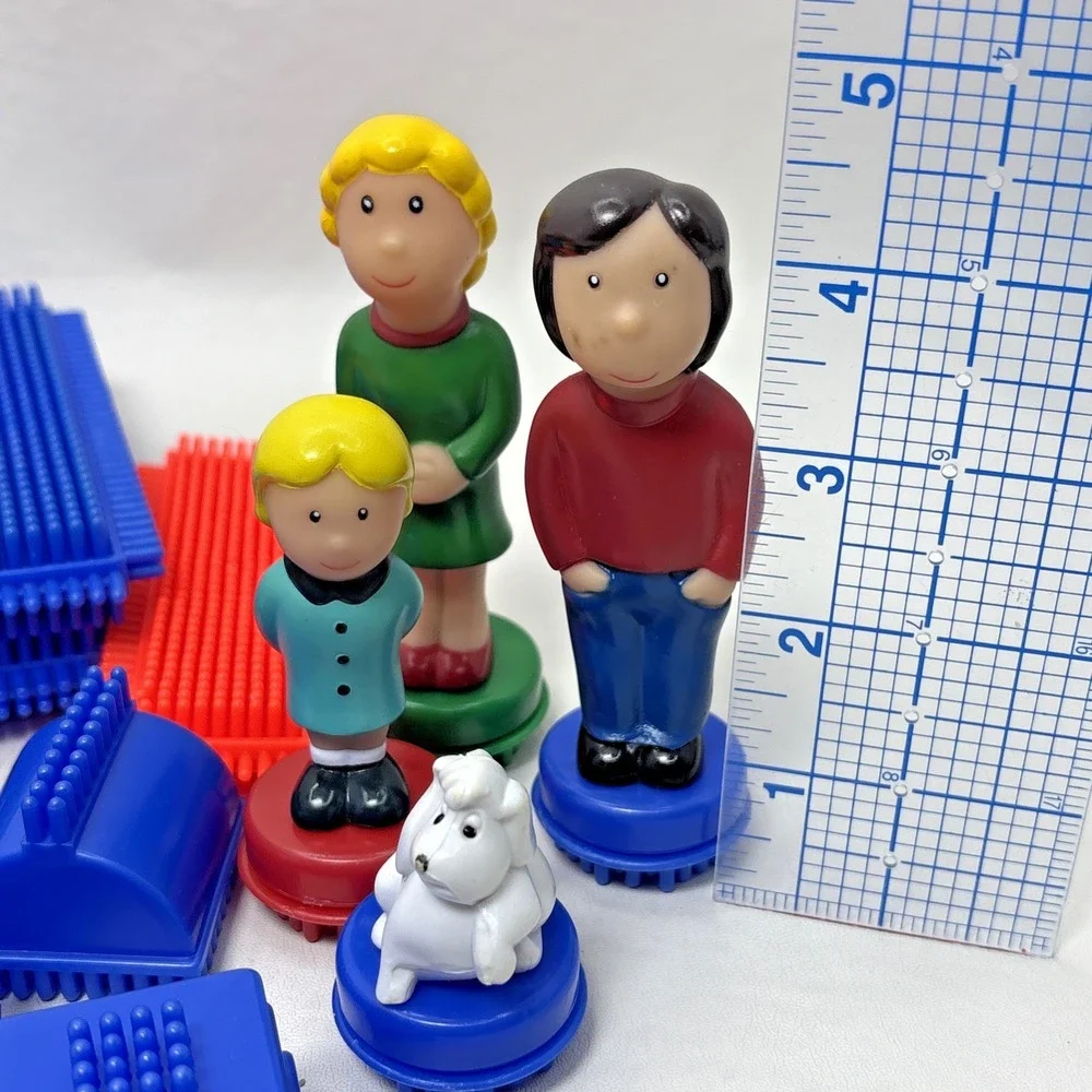 Vintage Battat Bristle Blocks Building Set Family Dog Figures Colorful 73 Pieces